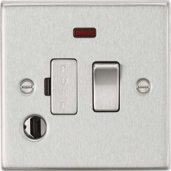 Knightsbridge MLA CS63FBC 13A Switched Fused Spur Unit with Neon & Flex Outlet - Square Edge Brushed Chrome