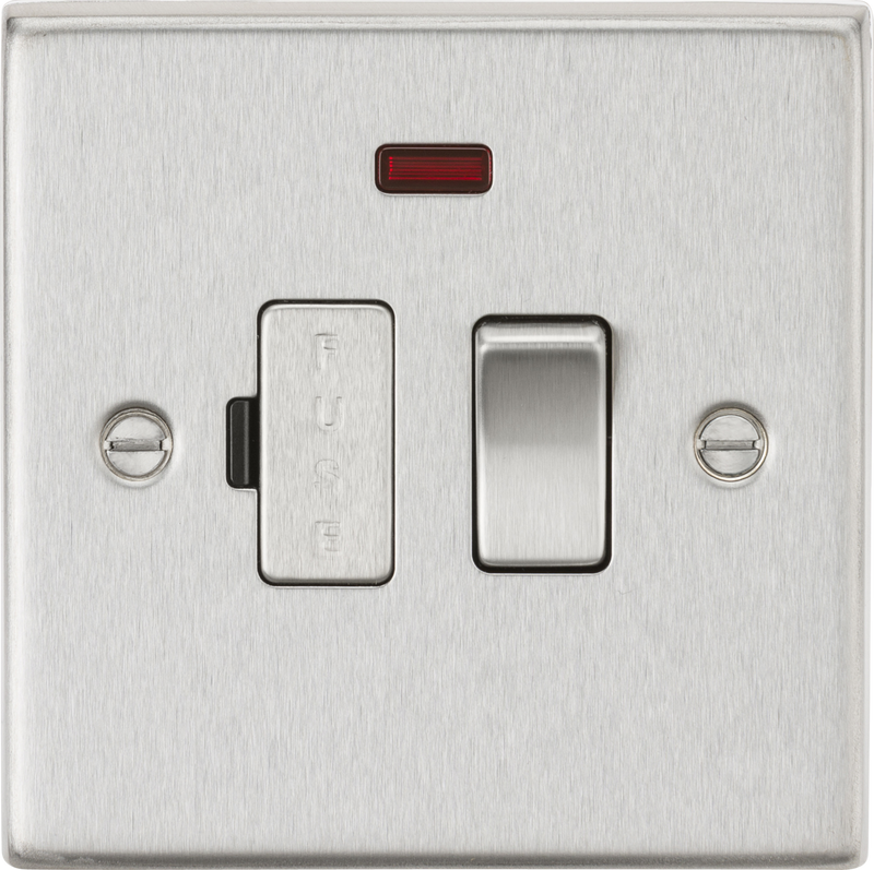 Knightsbridge MLA CS63NBC 13A Switched Fused Spur Unit with Neon - Square Edge Brushed Chrome