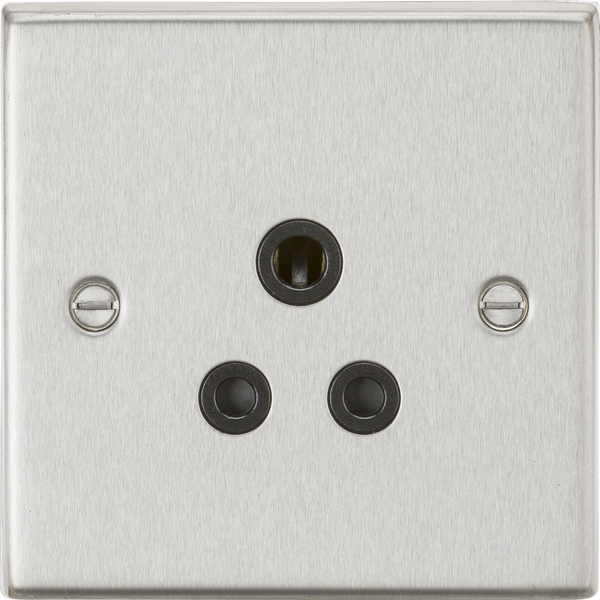 Knightsbridge MLA CS5ABC 5A Unswitched Socket - Square Edge Brushed Chrome Finish with Black Insert