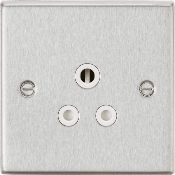 Knightsbridge MLA CS5ABCW 5A Unswitched Socket - Square Edge Brushed Chrome Finish with White Insert