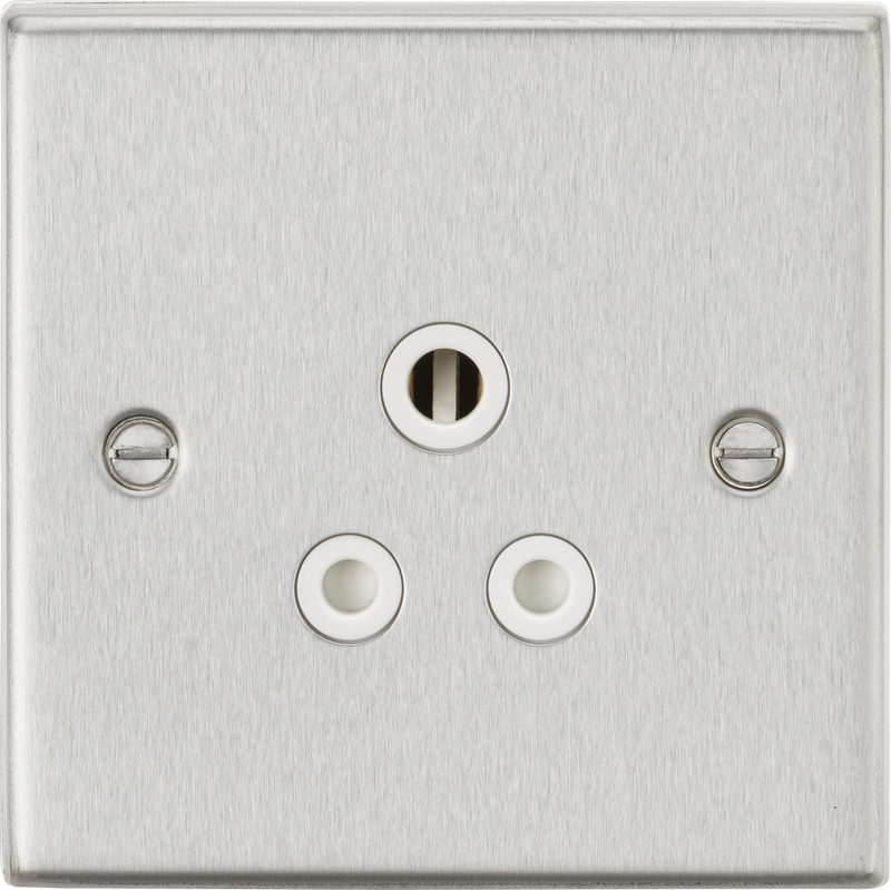 Knightsbridge MLA CS5ABCW 5A Unswitched Socket - Square Edge Brushed Chrome Finish with White Insert