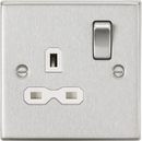 Knightsbridge MLA CS7BCW 13A 1G DP Switched Socket with White Insert - Square Edge Brushed Chrome