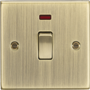 Knightsbridge MLA CS834NAB 20A 1G DP Switch with Neon - Square Edge Antique Brass