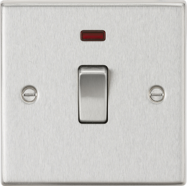 Knightsbridge MLA CS834NBC 20A 1G DP Switch with Neon - Square Edge Brushed Chrome