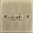 Knightsbridge MLA CSTOG2AB 10AX 2G 2 Way Toggle Switch - Square Edge Antique Brass