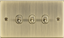 Knightsbridge MLA CSTOG3AB 10AX 3G 2 Way Toggle Switch - Square Edge Antique Brass