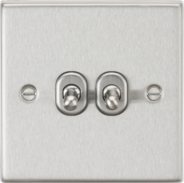 Knightsbridge MLA CSTOG2BC 10AX 2G 2-Way Toggle Switch - Square Edge Brushed Chrome Finish