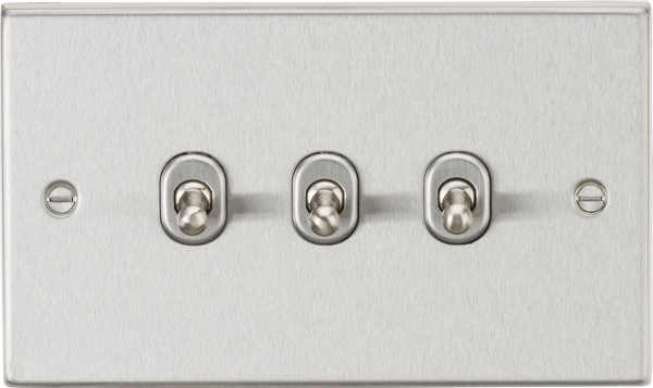 Knightsbridge MLA CSTOG3BC 10AX 3G 2-Way Toggle Switch - Square Edge Brushed Chrome Finish