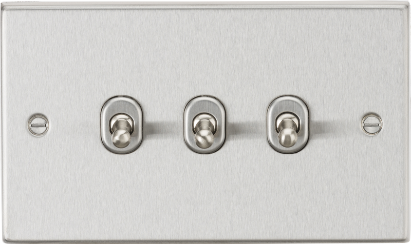 Knightsbridge MLA CSTOG3BC 10AX 3G 2-Way Toggle Switch - Square Edge Brushed Chrome Finish