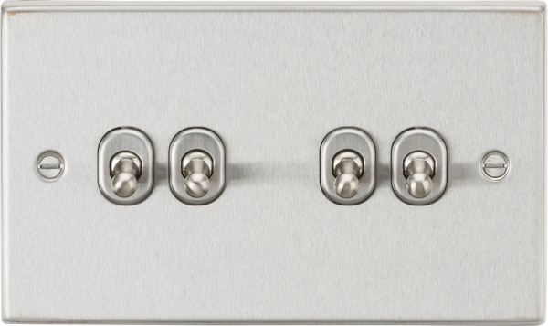 Knightsbridge MLA CSTOG4BC 10AX 4G 2-Way Toggle Switch - Square Edge Brushed Chrome Finish