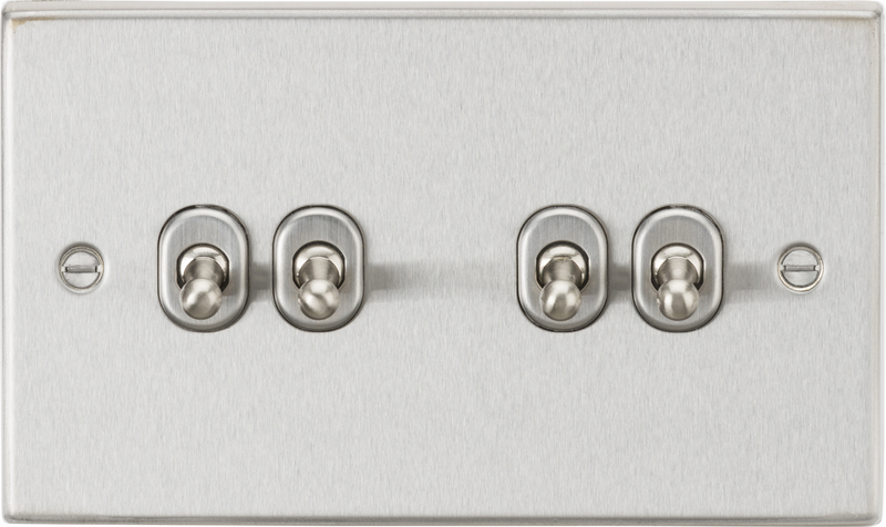 Knightsbridge MLA CSTOG4BC 10AX 4G 2-Way Toggle Switch - Square Edge Brushed Chrome Finish