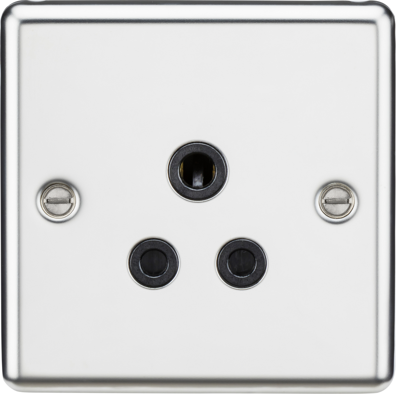 Knightsbridge MLA CL5APC 5A Unswitched Socket - Rounded Edge Polished Chrome Finish with Black Insert
