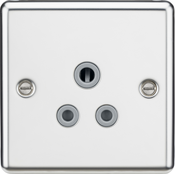 Knightsbridge MLA CL5APCG 5A Unswitched Socket - Rounded Edge Polished Chrome Finish with Grey Insert
