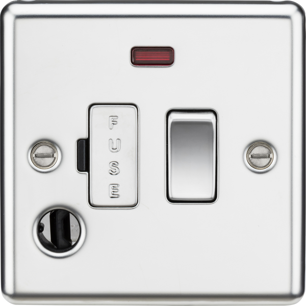 Knightsbridge MLA CL63FPC 13A Switched Fused Spur Unit with Neon & Flex Outlet - Rounded Edge Polished Chrome