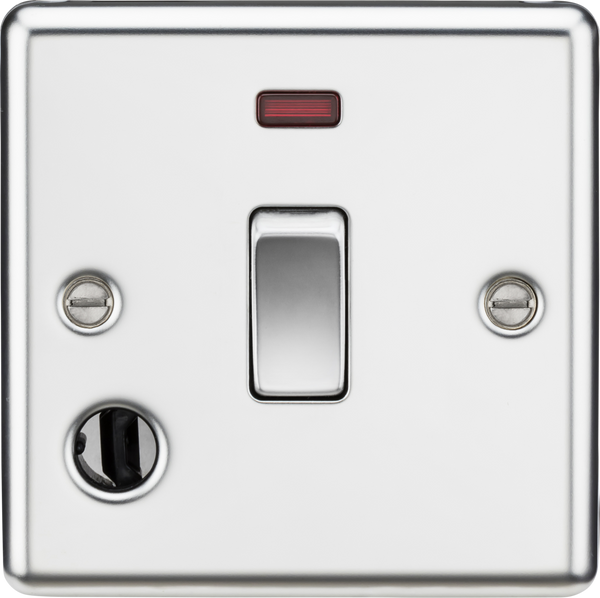 Knightsbridge MLA CL834FPC 20A 1G DP Switch with Neon & Flex Outlet - Rounded Edge Polished Chrome
