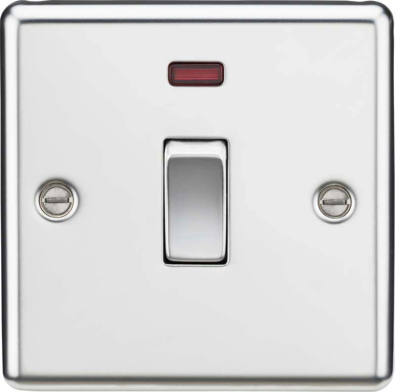 Knightsbridge MLA CL834NPC 20A 1G DP Switch with Neon - Rounded Edge Polished Chrome