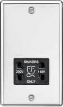Knightsbridge MLA CL89PC 115-230V Dual Voltage Shaver Socket with Black Insert - Rounded Edge Polished Chrome