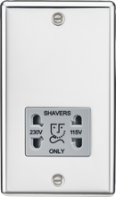 Knightsbridge MLA CL89PCG 115-230V Dual Voltage Shaver Socket with Grey Insert - Rounded Edge Polished Chrome