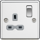 Knightsbridge MLA CL7PCG 13A 1G DP Switched Socket with Grey Insert - Rounded Edge Polished Chrome