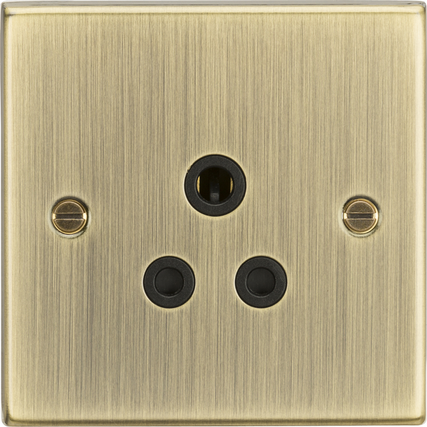 Knightsbridge MLA CS5AAB 5A Unswitched Socket - Square Edge Antique Brass Finish with Black Insert