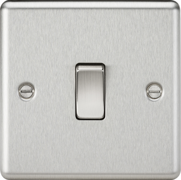 Knightsbridge MLA CL2BC 10AX 1G 2 Way Plate Switch - Rounded Edge Brushed Chrome