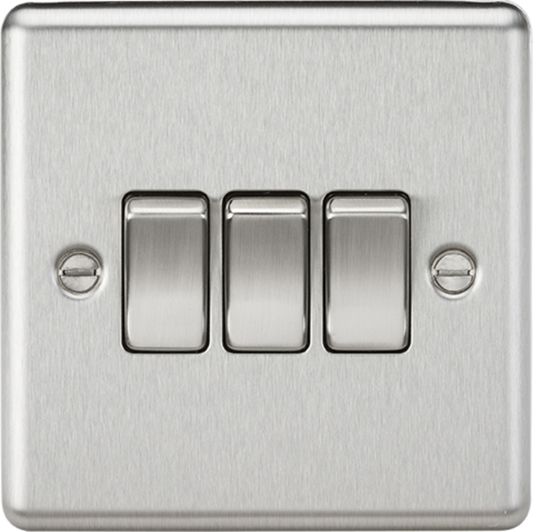 Knightsbridge MLA CL4BC 10AX 3G 2 Way Plate Switch - Rounded Edge Brushed Chrome