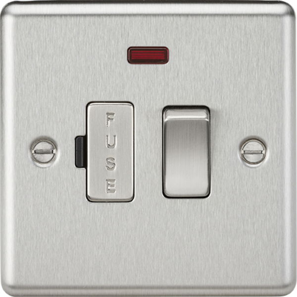 Knightsbridge MLA CL63NBC 13A Switched Fused Spur Unit with Neon - Rounded Edge Brushed Chrome