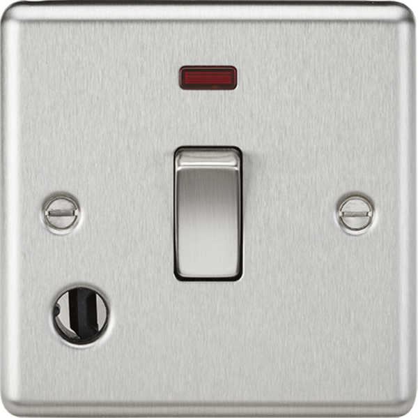 Knightsbridge MLA CL834FBC 20A 1G DP Switch with Neon & Flex Outlet - Rounded Edge Brushed Chrome