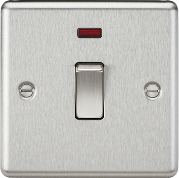 Knightsbridge MLA CL834NBC 20A 1G DP Switch with Neon - Rounded Edge Brushed Chrome