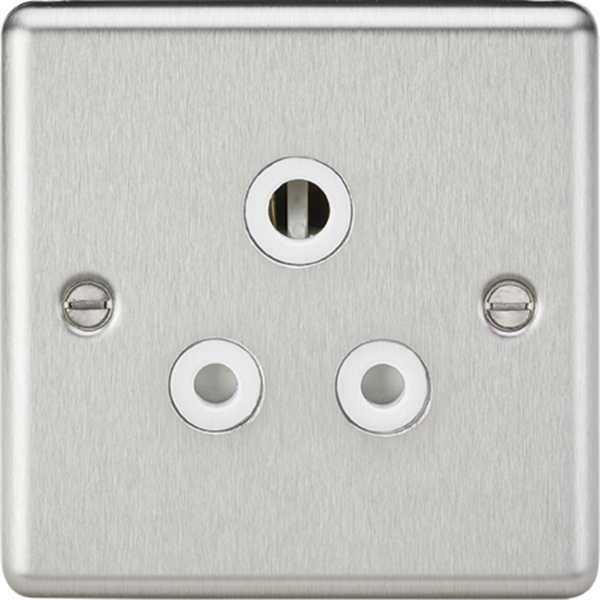 Knightsbridge MLA CL5ABCW 5A Unswitched Socket - Rounded Edge Brushed Chrome Finish with White Insert
