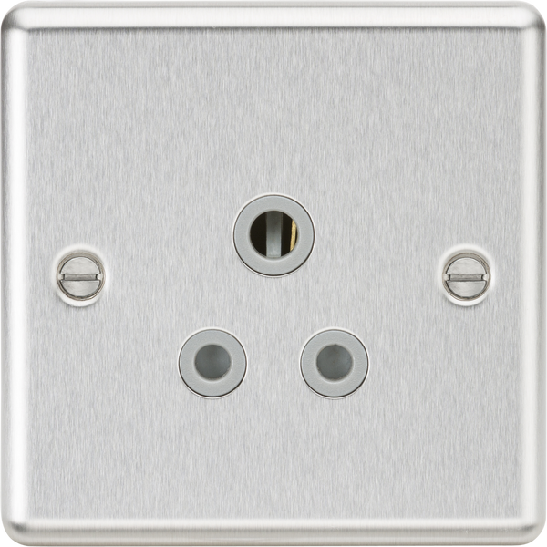 Knightsbridge MLA CL5ABCG 5A Unswitched Socket - Rounded Edge Brushed Chrome Finish with Grey Insert