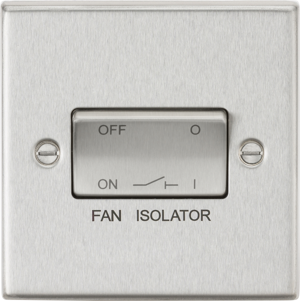 Knightsbridge MLA CS11BC 10AX 3 Pole Fan Isolator Switch - Square Edge Brushed Chrome