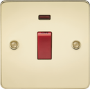 Knightsbridge MLA FP8331NPB Flat Plate 45A 1G DP switch with neon - polished brass