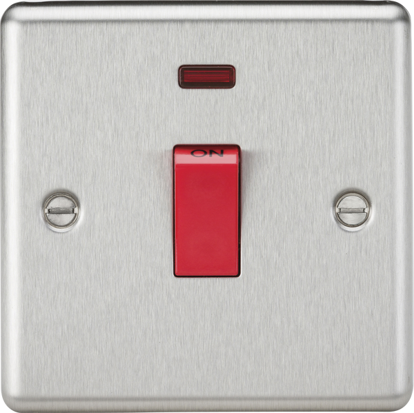 Knightsbridge MLA CL81NBC 45A DP Switch with Neon (single size) - Rounded Edge Brushed Chrome
