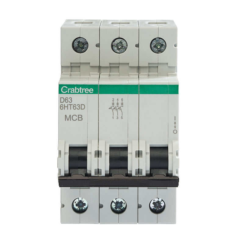 Crabtree 6HT63D D63 10kA 3P MCB (3 Module Width)