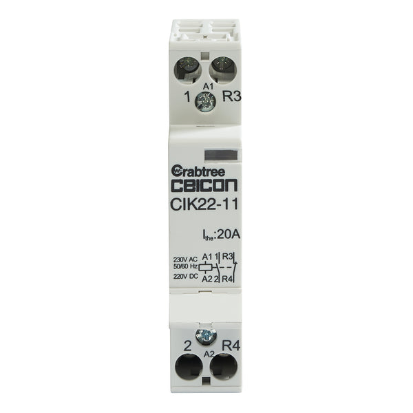 Crabtree CIK22-11 Installation Contactor 20A 1NO 1NC AC-DC