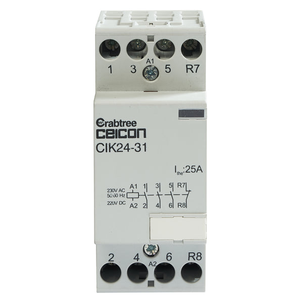 Crabtree CIK24-31 Installation Contactor 24A 3NO 1NC AC-DC