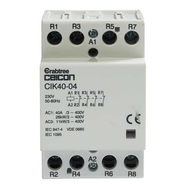 Crabtree CIK40-04 Installation Contactor 40A 0NO 4NC AC-DC