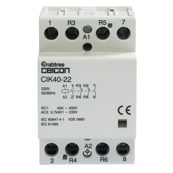 Crabtree CIK40-22 Installation Contactor 40A 2NO 2NC AC-DC