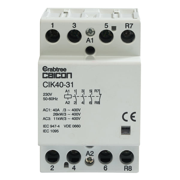 Crabtree CIK40-31 Installation Contactor 40A 3NO 1NC AC-DC