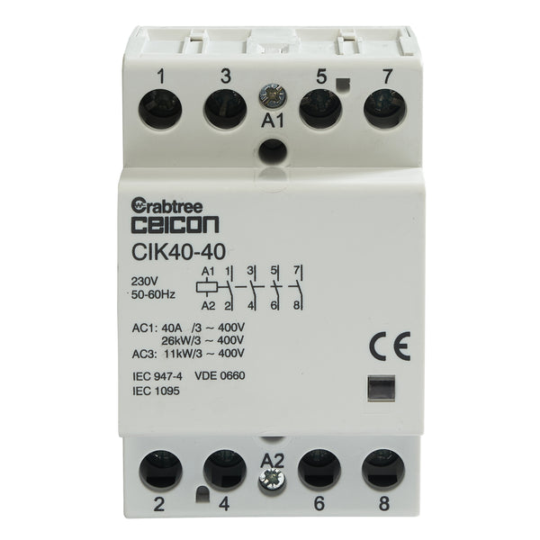 Crabtree CIK40-40 Installation Contactor 40A 4NO 0NC AC-DC