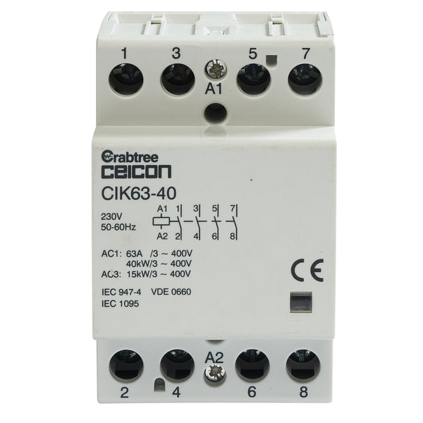 Crabtree CIK63-40 Installation Contactor 63A 4NO 0NC AC-DC