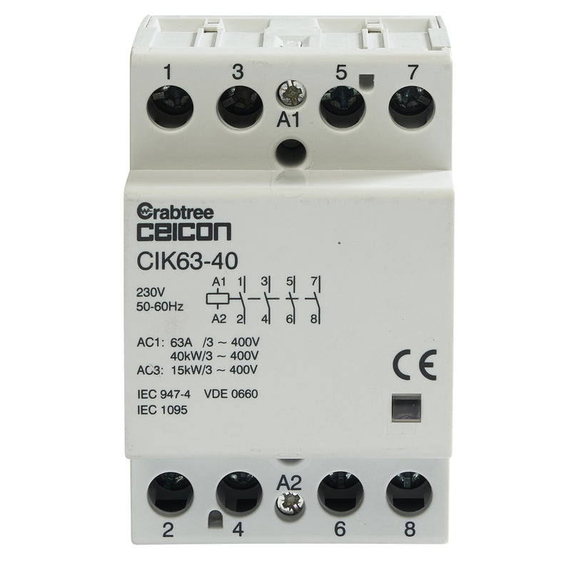 Crabtree CIK63-40 Installation Contactor 63A 4NO 0NC AC-DC