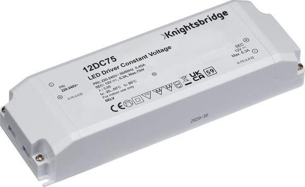 Knightsbridge MLA 12DC75 IP20 12V 75W DC LED Driver - Constant Voltage
