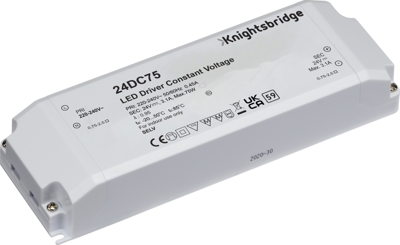 Knightsbridge MLA 24DC75 IP20 24V 75W DC LED Driver - Constant Voltage