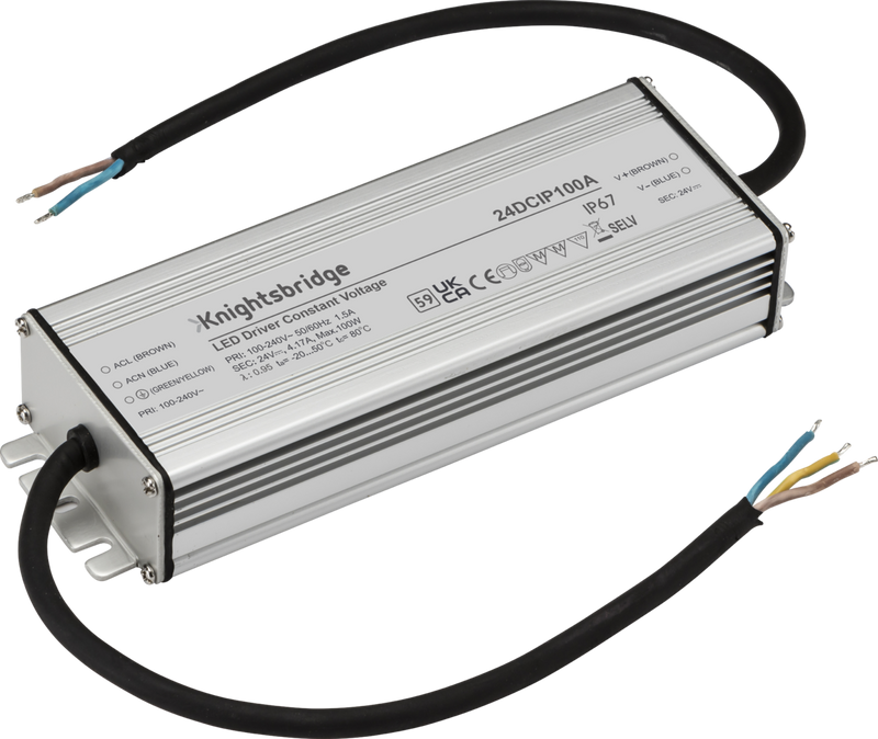 Knightsbridge MLA 24DCIP100A 24V IP67 100W DC LED Driver - Constant Voltage