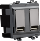 Knightsbridge MLA GDM016BN Dual USB charger module (2 x grid positions) 5V 2.4A (shared) - black nickel