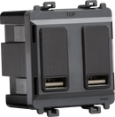 Knightsbridge MLA GDM016SB Dual USB charger module (2 x grid positions) 5V 2.4A (shared) - smoked bronze