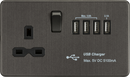 Knightsbridge MLA SFR7USB4SB Screwless 13A switched socket with Quad USB charger (5.1A) - Smoked Bronze