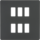 Knightsbridge MLA GDSF006AT Screwless 6G grid faceplate - anthracite